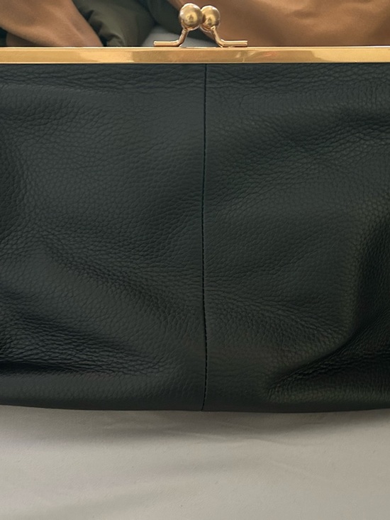 American Leather Co. Handbags - Classic Black Leather Frame-Top Tote with Gold Accent